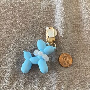 Blue Balloon Dog Keychain with Clip